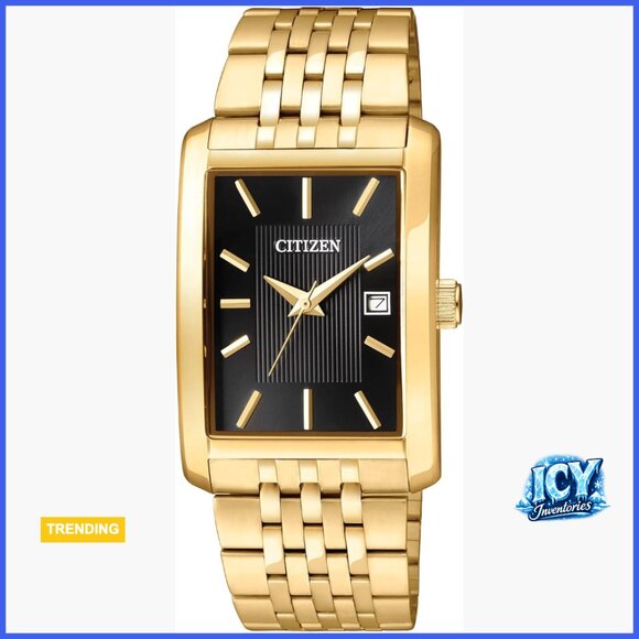 Stainless Steel Quartz Watch with Gold-Tone Bracelet